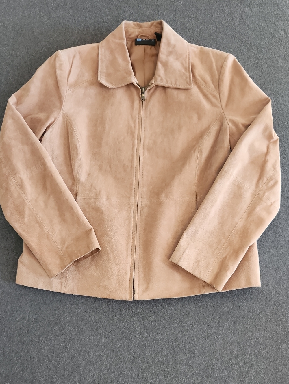 Relativity Women's Light Tan Suede Full Zip Leather Jacket Size Large Petite